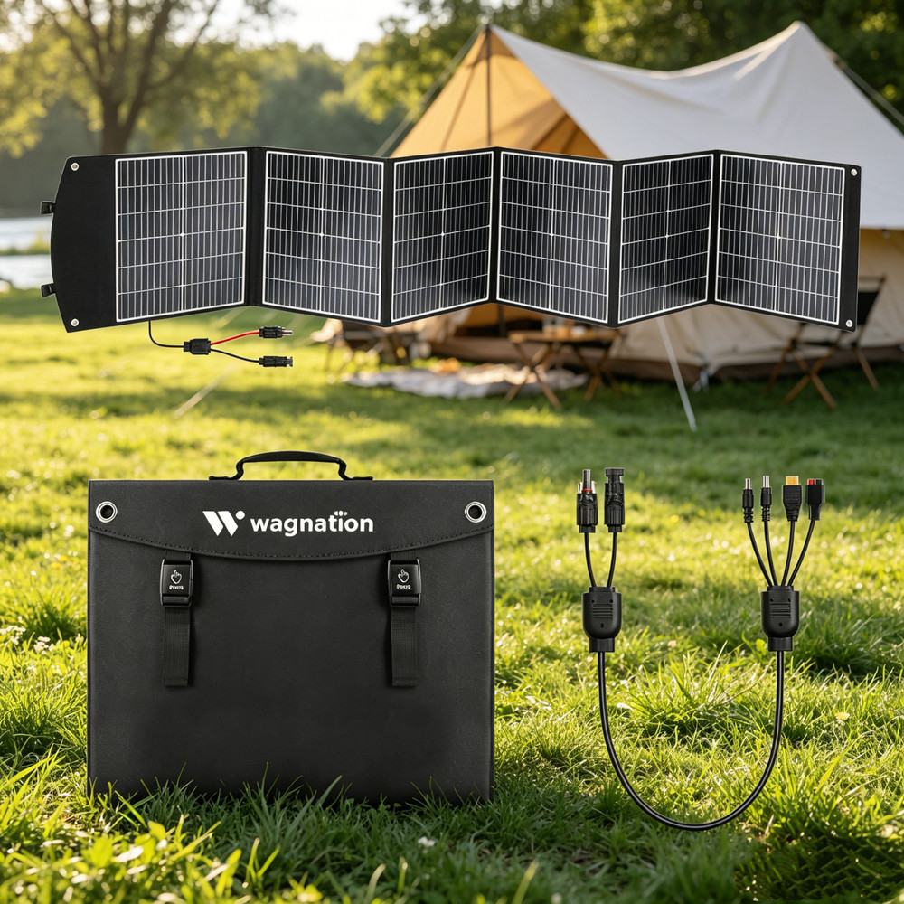 200W Foldable Solar Panel 24% High Conversion IP65 Outdoor Power Charger Black