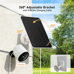 Solar Panel for Simplisafe Outdoor Camera, 4W 5V Solar Charger for Simplisafe