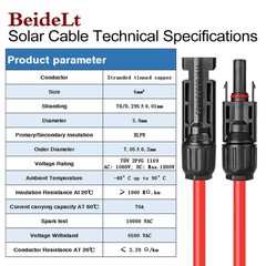 BeideLt Solar Cable 6 Feet 10AWG Solar Extension Cable with Female and Male C…