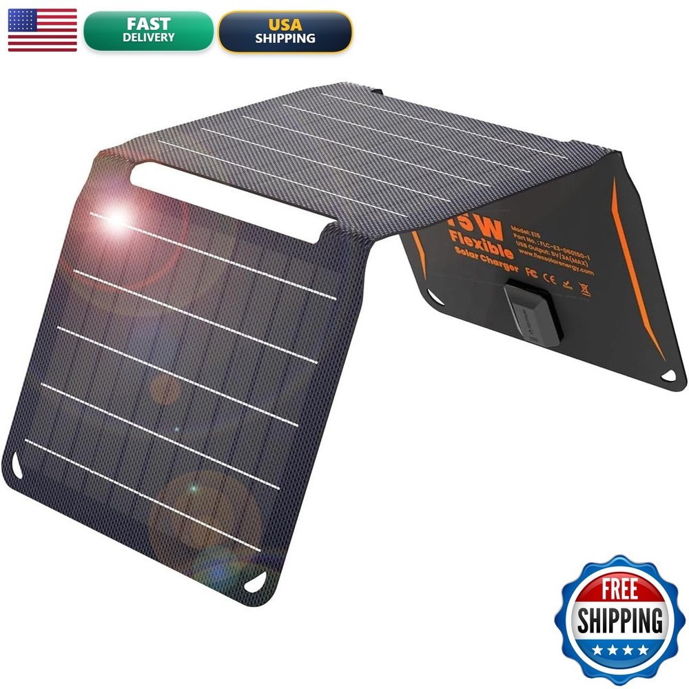 FlexSolar 15W USB Foldable Solar Panel 5V/3A Max E15