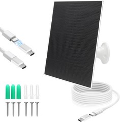 4W Solar Panel for Security Camera,Type C&Micro Charger White