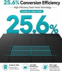 12V 200 Watt Solar Panel 25.6% Efficiency N-Type Monocrystalline IP68 Waterproof
