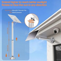 5W Solar Panel For Ring Battery Outdoor Camera With Pole 10ft USB-C Cable Mount