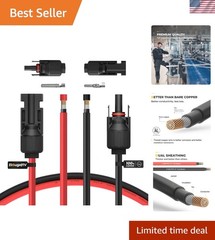 Reliable 10 Feet 10AWG Male-to-Female Solar Cable – Extra Connectors Included