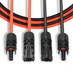 10 AWG Solar Panel Extension Cable PV Wire Solar Connectors Pair Black Red 6mm²