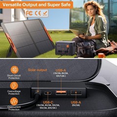 100W Portable Solar Panel,RV Essentials, 20V ETFE Foldable Solar Charger for