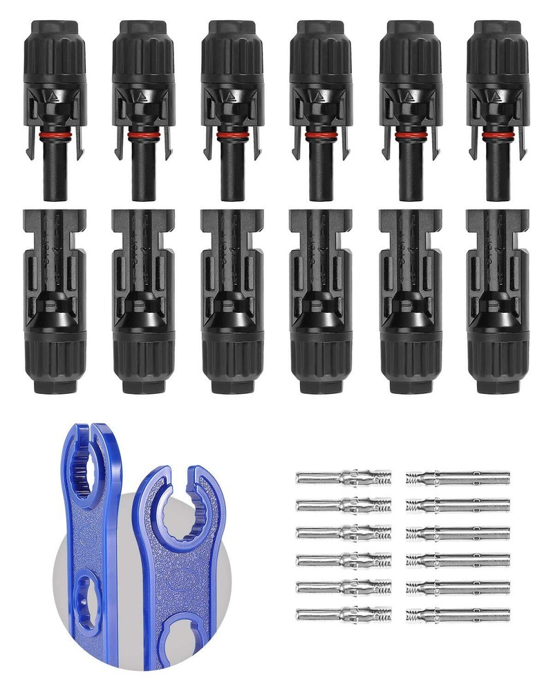 12 Pcs Male Female Solar Connectors with Spanners Solar Panel Cable Connectors