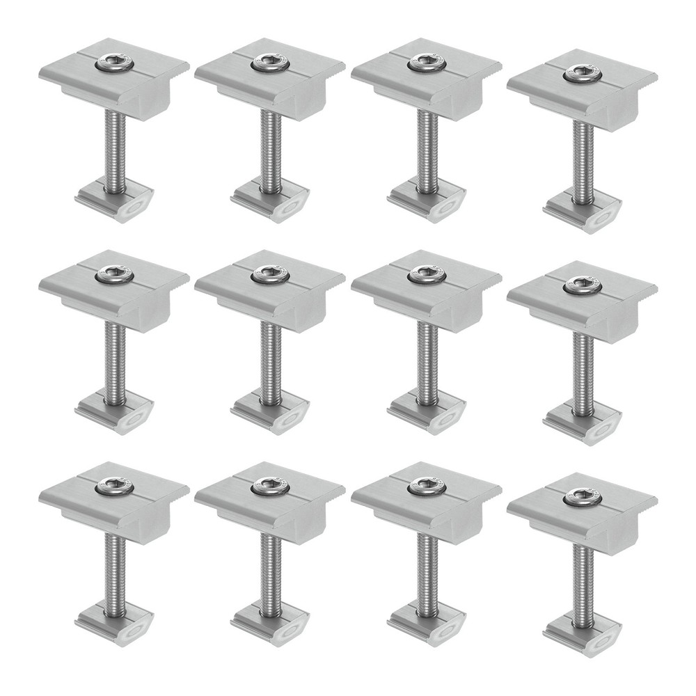 12pcs Solar Panel Mount Mid Clamps t Clips 45mm Aluminum for RVs White
