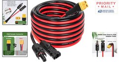 25FT Solar to XT60 Cable Heavy Duty 10AWG Male to Female Waterproof Connection