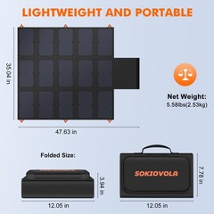 SOKIOVOLA 100W Portable Foldable Solar Panel 20V Portable Solar Charger with …