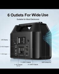 Portable Power Station 150W LiFePO4 Battery Bank Camping AC DC Solar Generator