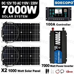 SOECOPO 7000W Peak Solar System Kit 2pcs Panel for Camping RV Home chargerGm