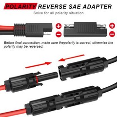 2x Solar Panel Extension Cable 2FT 10AWG SAE to SAE Polarity Reverse Adapter US