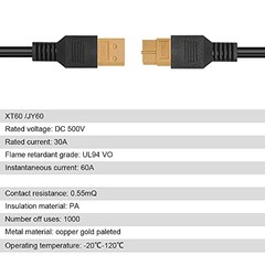 XT60 Extension Cable 19.7 ft (6 m), Male to Female XT60 Solar Connector, Soft