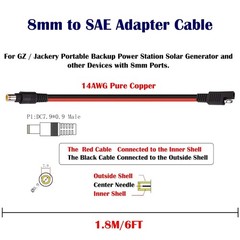 14AWG 6FT DC 8mm Male to SAE Connector Adapter for Efficient Solar Charging