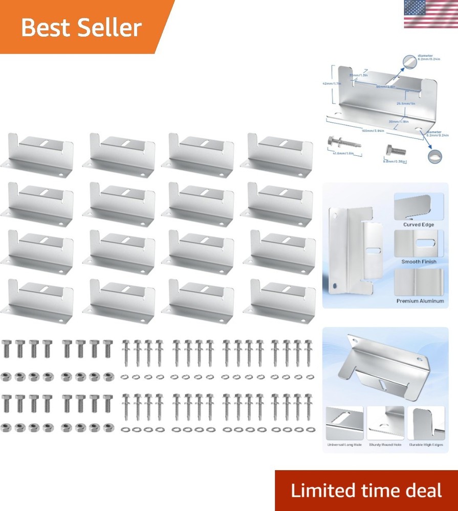 Solar Panel Mounting Brackets Z Brackets Aluminum Alloy for RVs Boats 16PCS