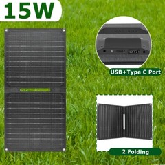 ETFE Folding Mono Solar Panel Kit 15W 5V Camping Battery USB Charger Solar Mat
