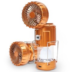 5-in-1 Solar Light and Fan (Gold) – Rechargeable Lantern with Classic – Gold