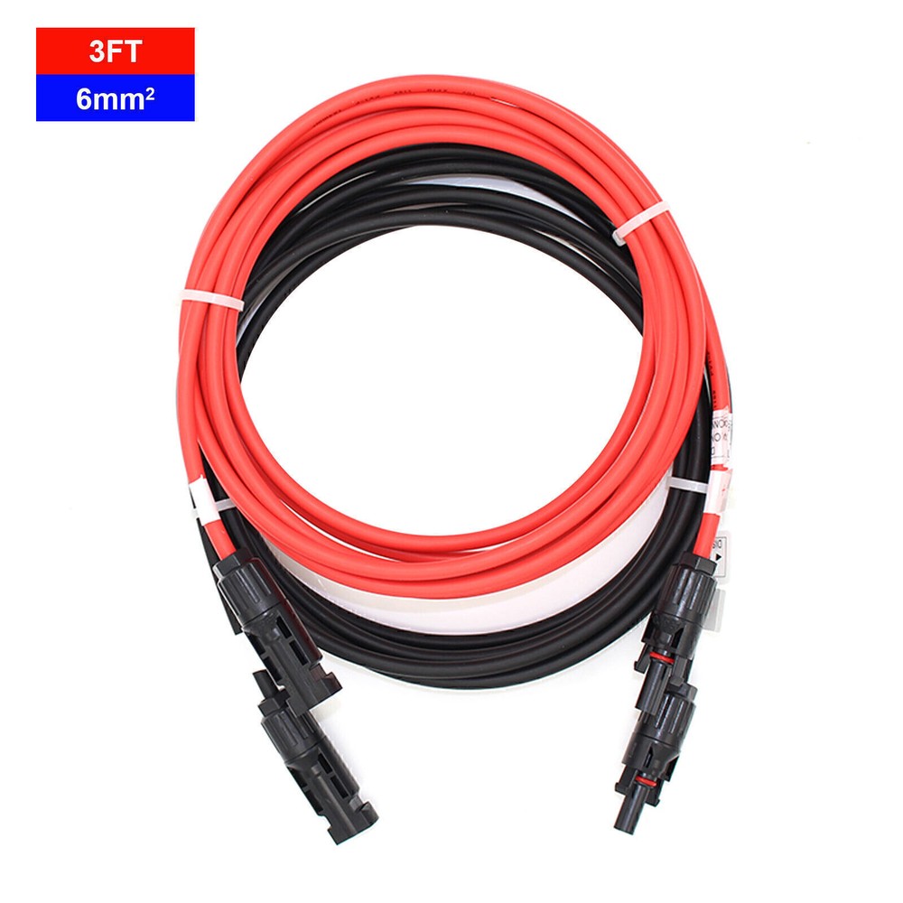 NEW Solar Panel Extension Cable Wire Solar Connectors 10 AWG Gauge Black Red US