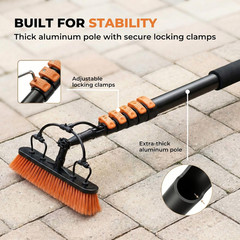 Solar Panel Cleaning Brush 20 Ft Extension Pole | Water Fed Pole Brush with Soap