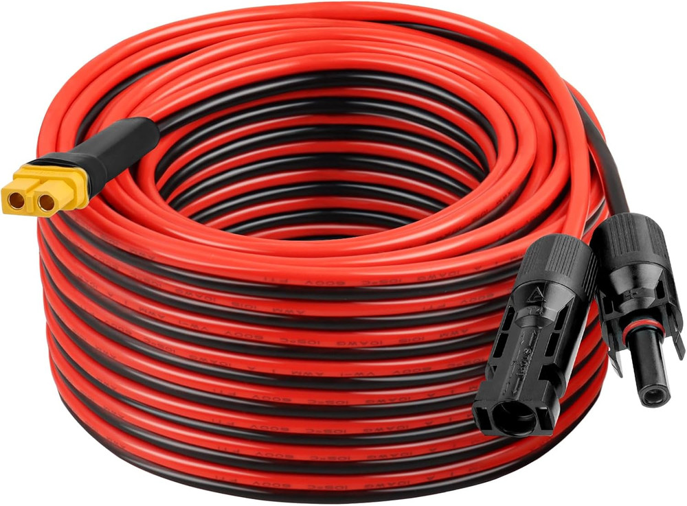 Solar Connector to XT60 Cable 50FT, 10AWG Solar to XT60 Female Extension Cable,
