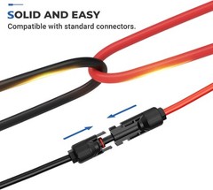 20ft 30ft 10AWG Solar Panel Extension Cable Flexible Wire Connectors 1Black+1Red
