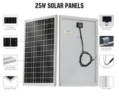 Solar Panel 18V Monocrystalline Waterproof Panel for Charging 12V Battery 25W
