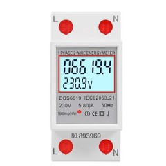 LCD Energy Meter for Din Rail Systems with Voltage Current Measurement 80A