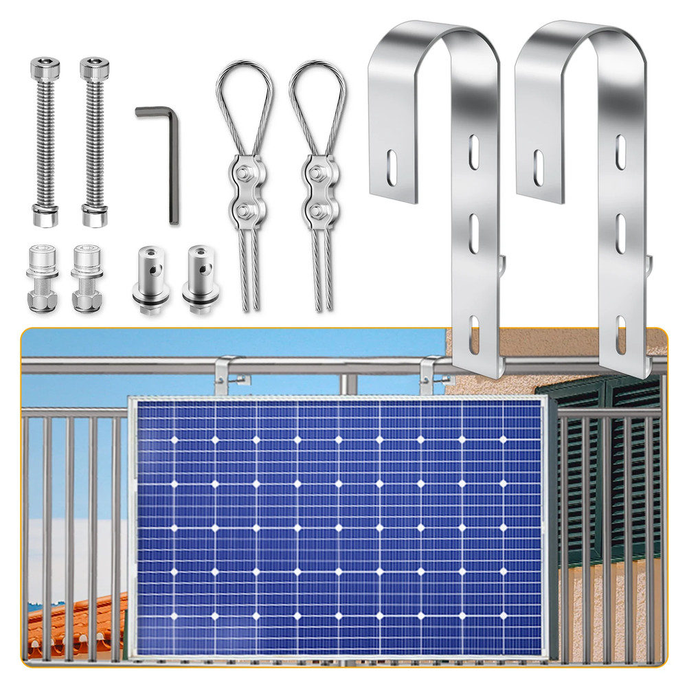 2PCS Aluminium Solar Panel Bracket Hook for Balcony Railing, Solar Panel Mountin