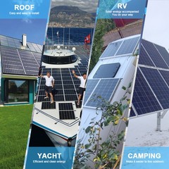PFCTART 200W 12V Monocrystalline Solar Panel High Efficiency PV Power Home RV