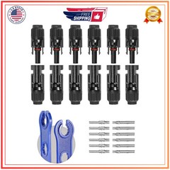 12 PCS Solar Panel Cable Connectors Male Female 10AWG with Spanners 6 Pairs