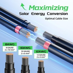 Bateria Power 30 Feet 8AWG Solar Panel Extension Cable, 10mm Twin Wire