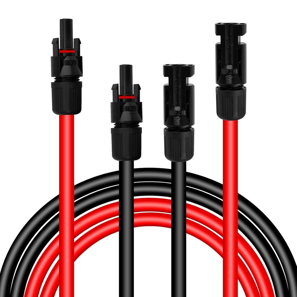 2x 100 FT 10AWG(6mm²) Solar Panel Extension Cable with Female and Male Connecto
