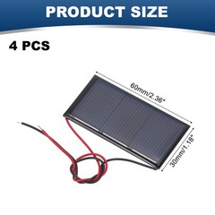 4Pcs 1.5V 0.24W 160mA Mini Solar Panels with Cable
