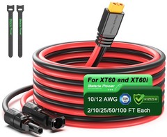 20Ft Solar to XT60 Extension Cable 12AWG for Portable Power Station and Battery