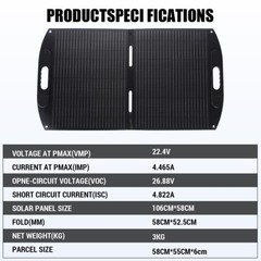 100W Foldable ETFE Solar Panel 12V Caravan Home Off Gird Battery Charging Power