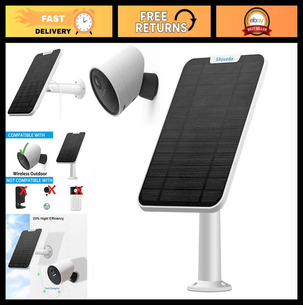 4W Solar Panel Charger for Outdoor Security Camera, 13.1ft Waterproof Cable, IP6