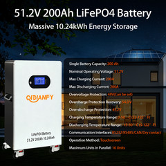 48V 200AH LiFePO4 Battery 10.24kWh Bluetooth Vertical Standing Backup Off-Grid