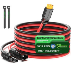 Bateria Power Solar to XT60 Charge Extension 10FT-3M 12AWG, Black&Red 12AWG