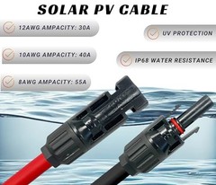 Solar Extension Cable 10 AWG 100 Feet PV Wire Male Female Connectors