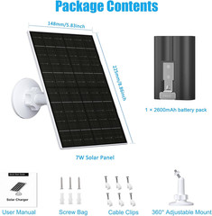 FUTURENZEN 7W Solar Panel Kit with 2600Mah Battery for Ring Video Doorbell 2/3/3