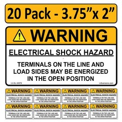 20 Pack 3.75″x 2″ Solar NEC Complaint Warning Electrical Shock Hazard Termina…