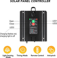Chicken Coop Door Solar Panel, 2W 5V Solar Panel Battery Powered with Controller