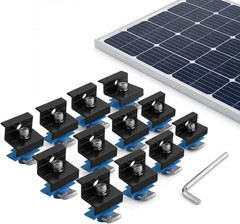 12-Pack Black Aluminum 30Mm/35Mm Solar Panel End Clamps for Standard Unistrut