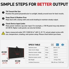 DOKIO 300W 18V Portable Solar Panel Kit Folding Solar Charger with 2 USB Outp…
