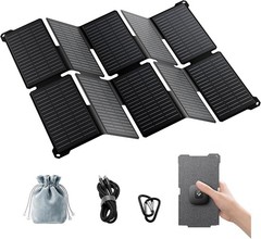 35W Solar Panel Charger with USB-A and USB-C Ports, 25.4% High Efficiency Fol…