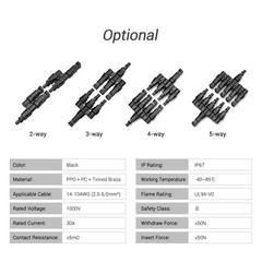 Branch Solar T Connector 3-Way IP67 Waterproof For 14-10AWG Panels V1