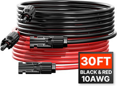 30FT Solar Panel Extension Cable, 10AWG Solar Extension Cable Wire with Female &