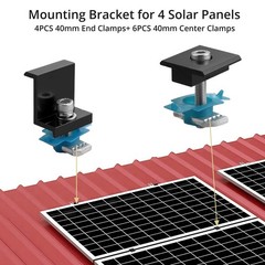 Anbte 10 PCS Solar Panel Clamps for Standard Unistrut, 40 mm, Black | 6 x T-S…