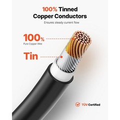 100ft 10AWG PV Cable 6mm², Weather-Resistant XLPE, -40°F to 221°F